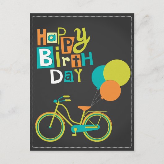 Happy Retro Birthday Briefkaart (Voorkant)