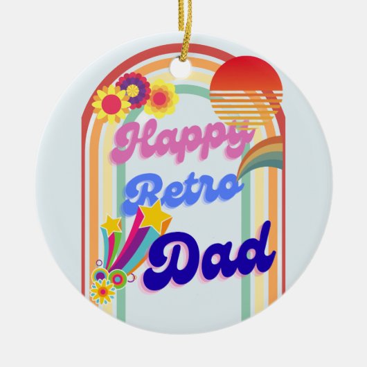 Happy Retro Dad Keramisch Ornament (Voorkant)