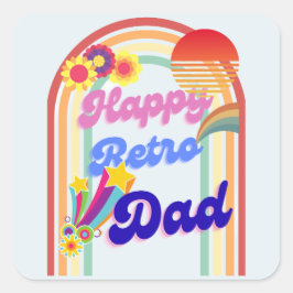 Happy Retro Dad Vierkante Sticker