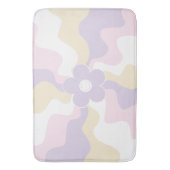 Happy Retro Daisy - Pastel Roze, Geel en Paars Badmat (Voorkant Verticaal)