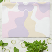 Happy Retro Daisy - Pastel Roze, Geel en Paars Theedoek (Gevouwen)