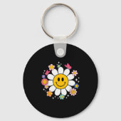 Happy Retro Daisy Smile Face Preppy Aesthetic Men  Sleutelhanger (Voorkant)
