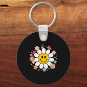 Happy Retro Daisy Smile Face Preppy Aesthetic Men  Sleutelhanger (Voorkant)