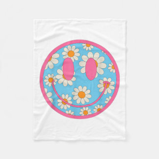 Happy Retro Daisy Smile Face Preppy Esthetische Ma Fleece Deken