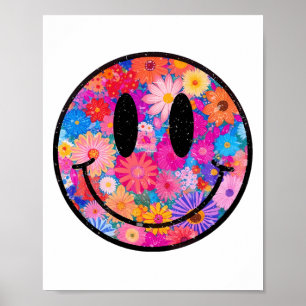 Happy Retro Daisy Smile Face Preppy Esthetische Ma Poster
