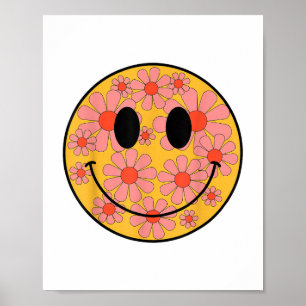 Happy Retro Daisy Smile Face Preppy Esthetische Ma Poster