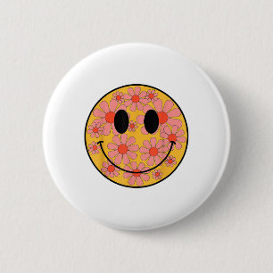 Happy Retro Daisy Smile Face Preppy Esthetische Ma Ronde Button 5,7 Cm