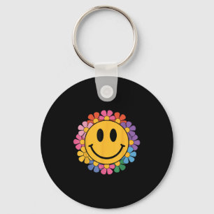 Happy Retro Daisy Smile Face Preppy Esthetische Ma Sleutelhanger