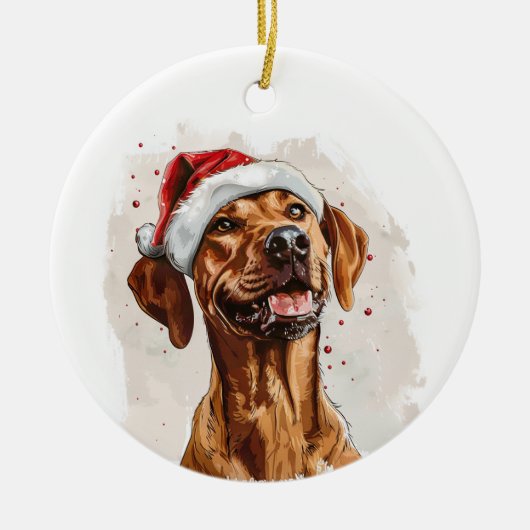Happy Rhodesian Ridgeback Christmas Personalized Keramisch Ornament (Voorkant)
