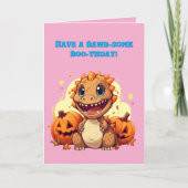 Happy Roar Enkele Schattigee Dino foto Halloween k Kaart (Voorkant)