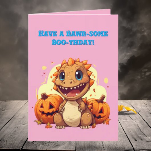 Happy Roar Enkele Schattigee Dino foto Halloween k Kaart