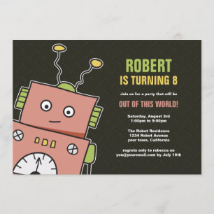 Happy Robot Birthday Party-uitnodigingen Kaart