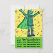 Happy Robot Comic Style Celebration Invitation Kaart (Achterkant)