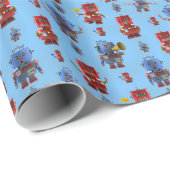 Happy robot patroon cadeaupapier (Rol Hoek)