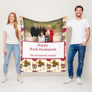 Happy Rosh Hashanah Jewish New Year - aangepaste f Fleece Deken