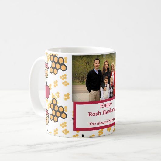 Happy Rosh Hashanah Jewish New Year - aangepaste f Koffiemok (Voorkant links)