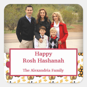 Happy Rosh Hashanah Jewish New Year - aangepaste f Vierkante Sticker