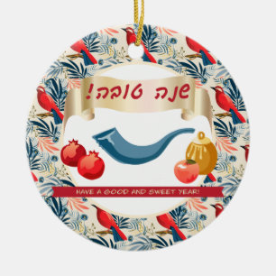 Happy Rosh Hashanah Jewish New Year Honey & Apple Keramisch Ornament
