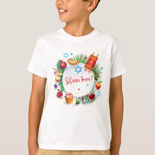 Happy Rosh Hashanah Jewish New Year Honey & Apple T-shirt (Voorkant)
