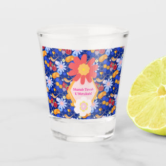 Happy Rosh Hashanah Joods Nieuwjaar Bloemenpatroon Shot Glas