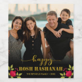 Happy Rosh Hashanah Luxury Gold Script Foto Wijn Etiket (Enkel label)