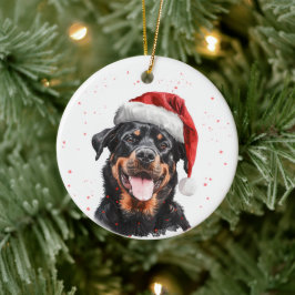 Happy Rottweiler Dog Christmas Personalized Keramisch Ornament