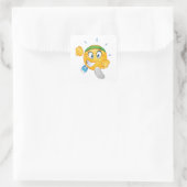Happy Running Emoji Vierkante Sticker (Tas)