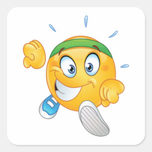 Happy Running Emoji Vierkante Sticker
