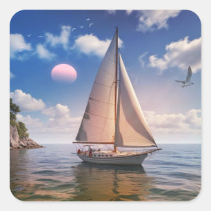 Happy Sailing Vierkante Sticker