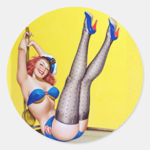Happy Sailor Pin Up Ronde Sticker