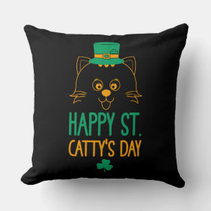 Happy Saint Catty's Day - Schattigee kat Leprechau Kussen