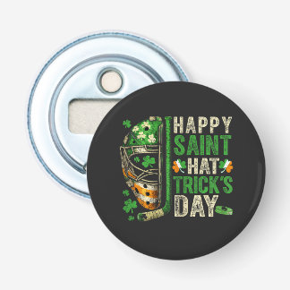 Happy Saint Hat Trick Ice Hockey Player Button Flesopener
