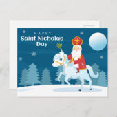 Happy Saint Nicholas Day White Horse Feestdagenkaart (Voorkant / Achterkant)