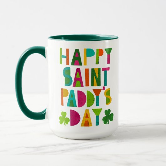 Happy Saint Paddy's Day Bright Modern Lettering Mok (Links)
