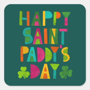 Happy Saint Paddy's Day Bright Modern Lettering Vierkante Sticker
