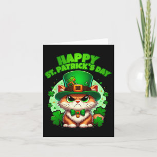 Happy Saint Patricks Dag Shamrock Cat Met Pet Kaart