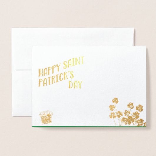 Happy Saint Patrick's Day Gold en Green Custom Folie Kaarten (Voorkant met envelop)
