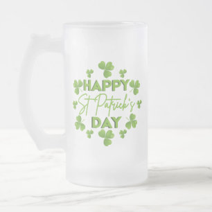 Happy Saint Patrick's Day Ierse kleurrijke Shamroc Matglas Bierpul