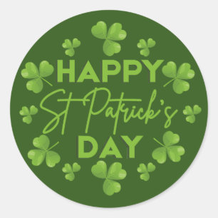 Happy Saint Patrick's Day Ierse kleurrijke Shamroc Ronde Sticker