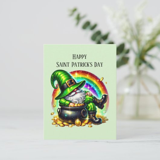 Happy Saint Patrick's Day kabouter Feestdagenkaart (Staand voorkant)