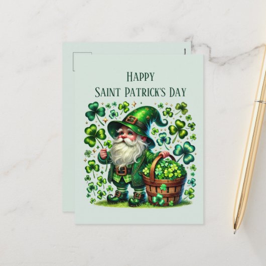 Happy Saint Patrick's Day kabouter tekst toevoegen Feestdagenkaart (Voorkant / Achterkant in situ)