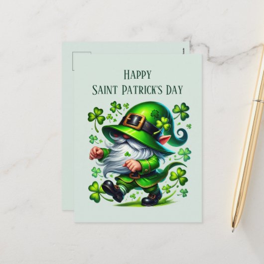 Happy Saint Patrick's Day kabouter tekst toevoegen Feestdagenkaart (Voorkant / Achterkant in situ)