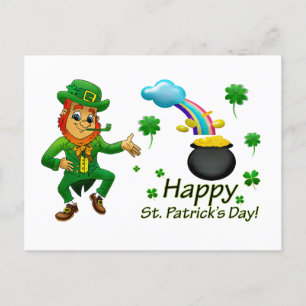 Happy Saint Patrick's Day Leprechaun Rainbow Briefkaart