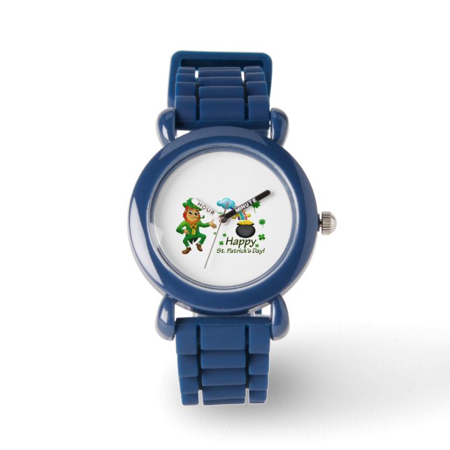 Happy Saint Patrick's Day Leprechaun Rainbow  Horloge (Voorkant)