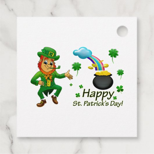 Happy Saint Patrick's Day Leprechaun Rainbow Napki Bedankjes Labels (Achterkant)