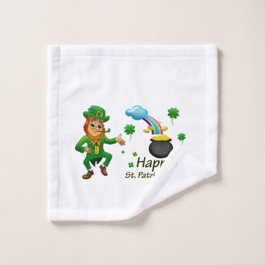 Happy Saint Patrick's Day Leprechaun Rainbow  Washandje (Wasdoekje)