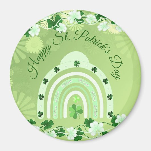 Happy Saint Patrick's Day Lucky Shamrocks Rainbow Magneet (Voorkant)