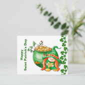 Happy Saint Patricks Day Pot of Gold Gnome Briefkaart (Staand voorkant)