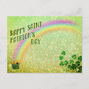 Happy Saint Patrick's Day Pot of Gold Rainbow Briefkaart