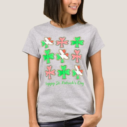 Happy Saint Patrick's Day Shamrock Cookie T-shirt (Voorkant)